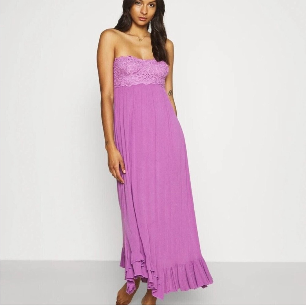 Free People Adela Corset Maxi Dress in Beautiful Berry Lilac Purple
